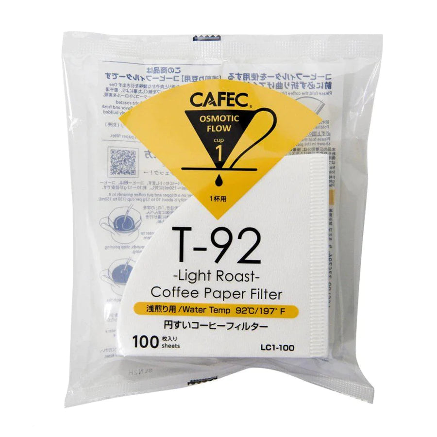 Cafec T-92 Light Roast 1 Cup Filter Paper 100 pack