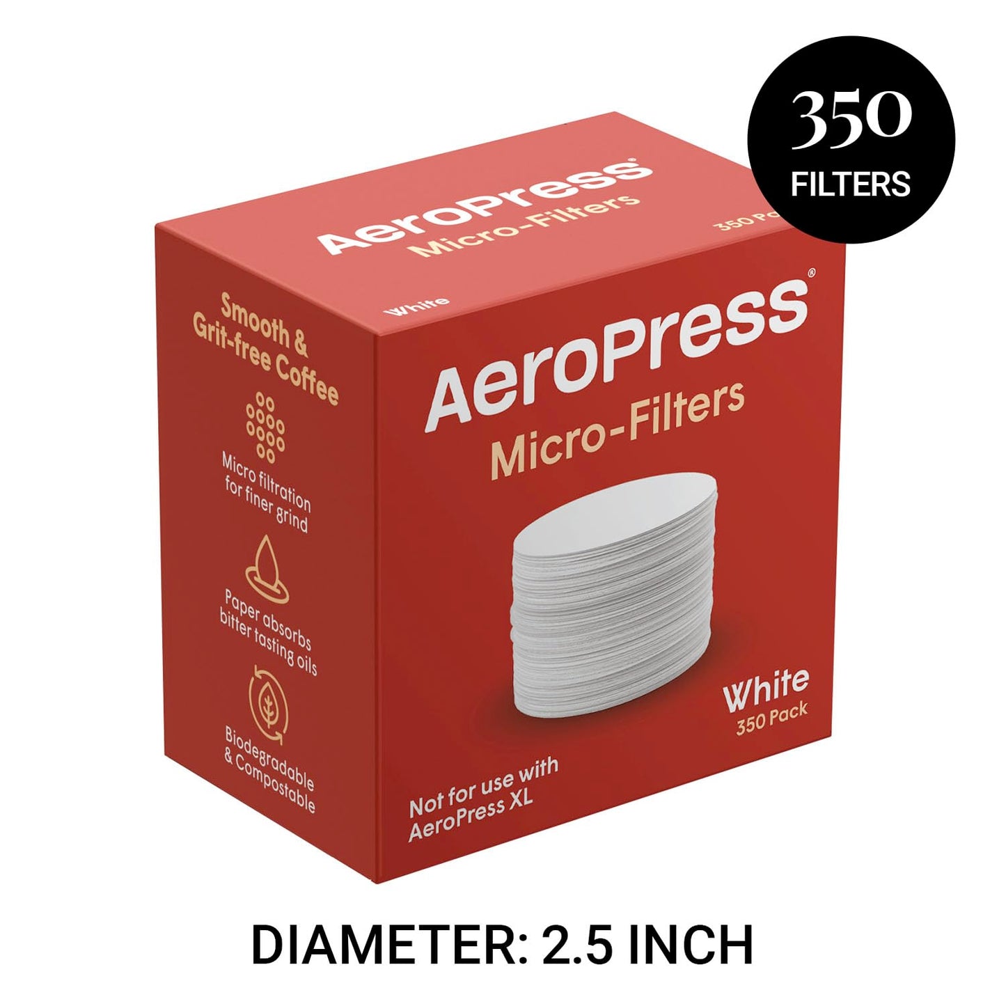 Aeropress 65mm Filter Pack 350pcs (Suitable for Aeropress Original/Clear & Go)