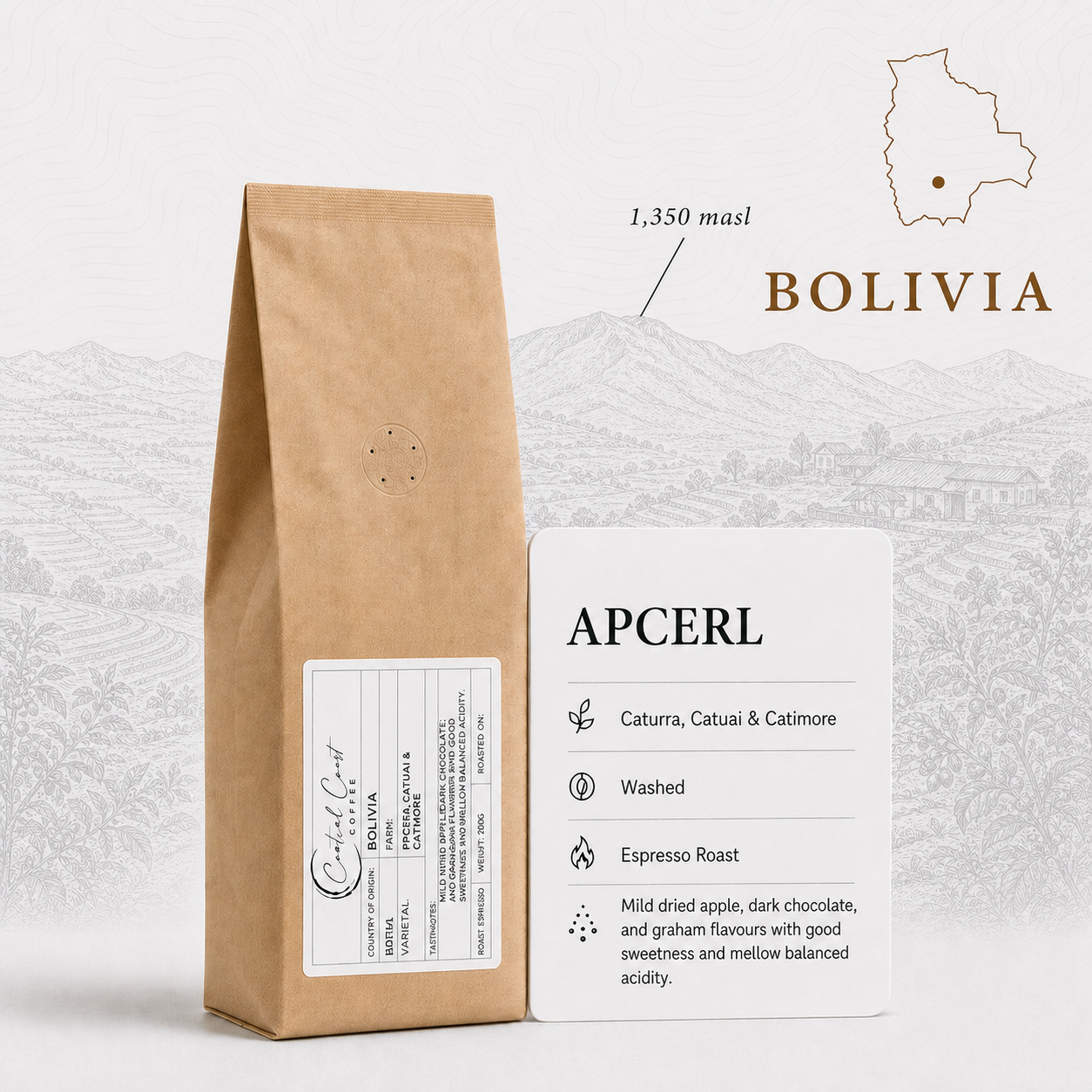 Bolivia | APCERL | Caturra, Catuai & Catimor Washed (Organic) 200g bag