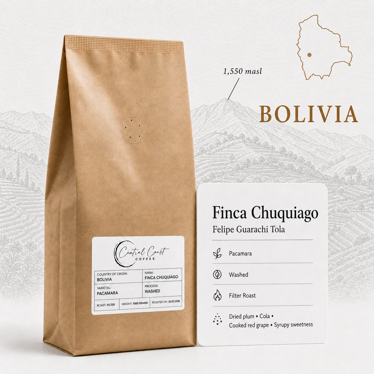 Bolivia | Finca Chuquiago | Felipe Guarachi Tola | Pacamara Washed 1kg bag