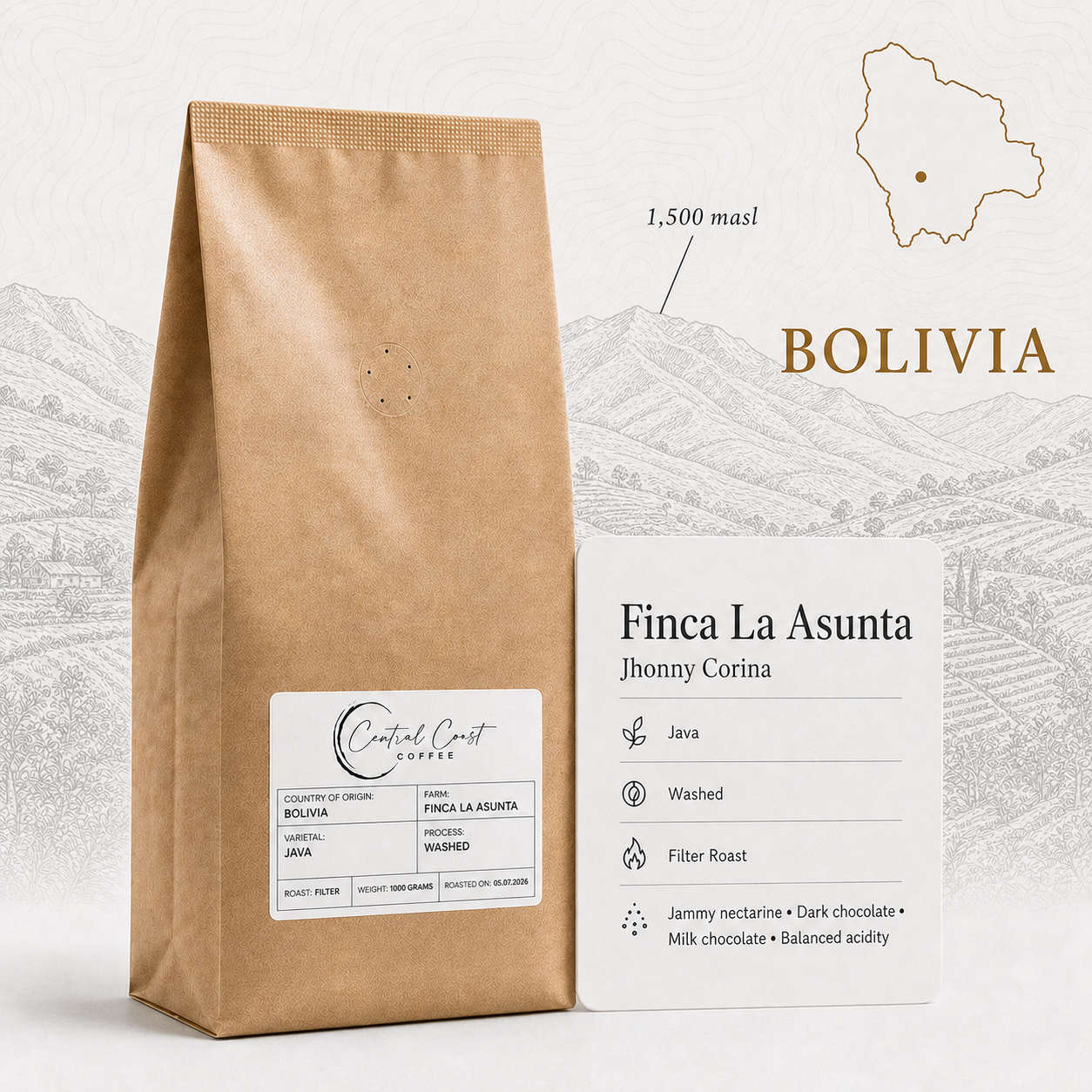 Bolivia | Finca La Asunta | Jhonny Corina | Java Washed 1kg bag