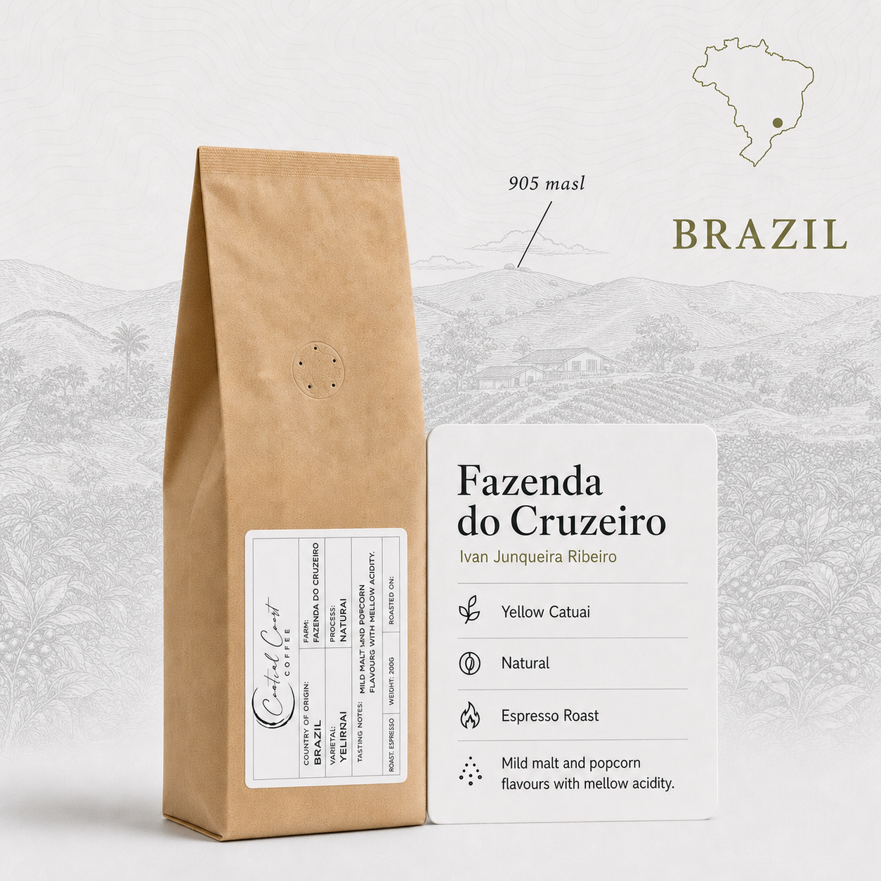 Brazil | Fazenda do Cruzeiro | Sancoffee | Yellow Catuai Natural 200g bag