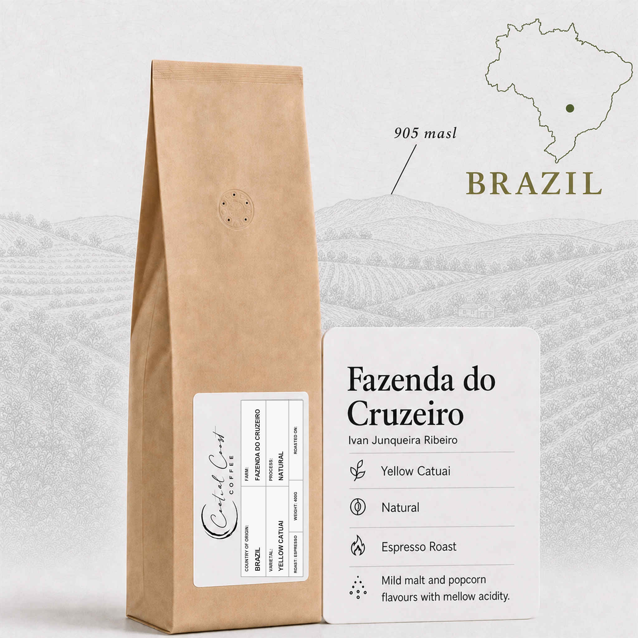 Brazil | Fazenda do Cruzeiro | Sancoffee | Yellow Catuai Natural 400g bag
