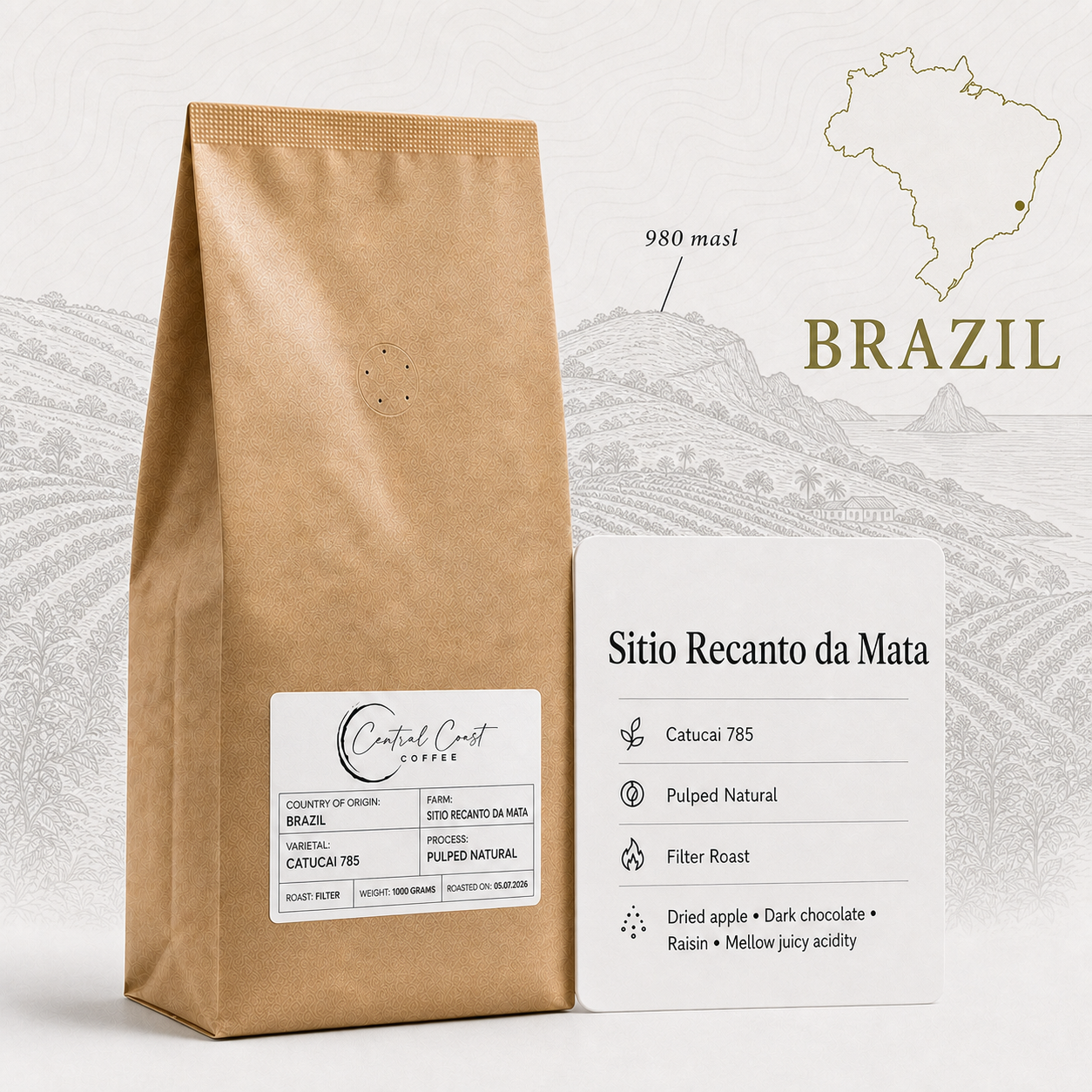 Brazil | Sitio Recanto da Mata | Catucai 785 Pulped Natural 1kg bag