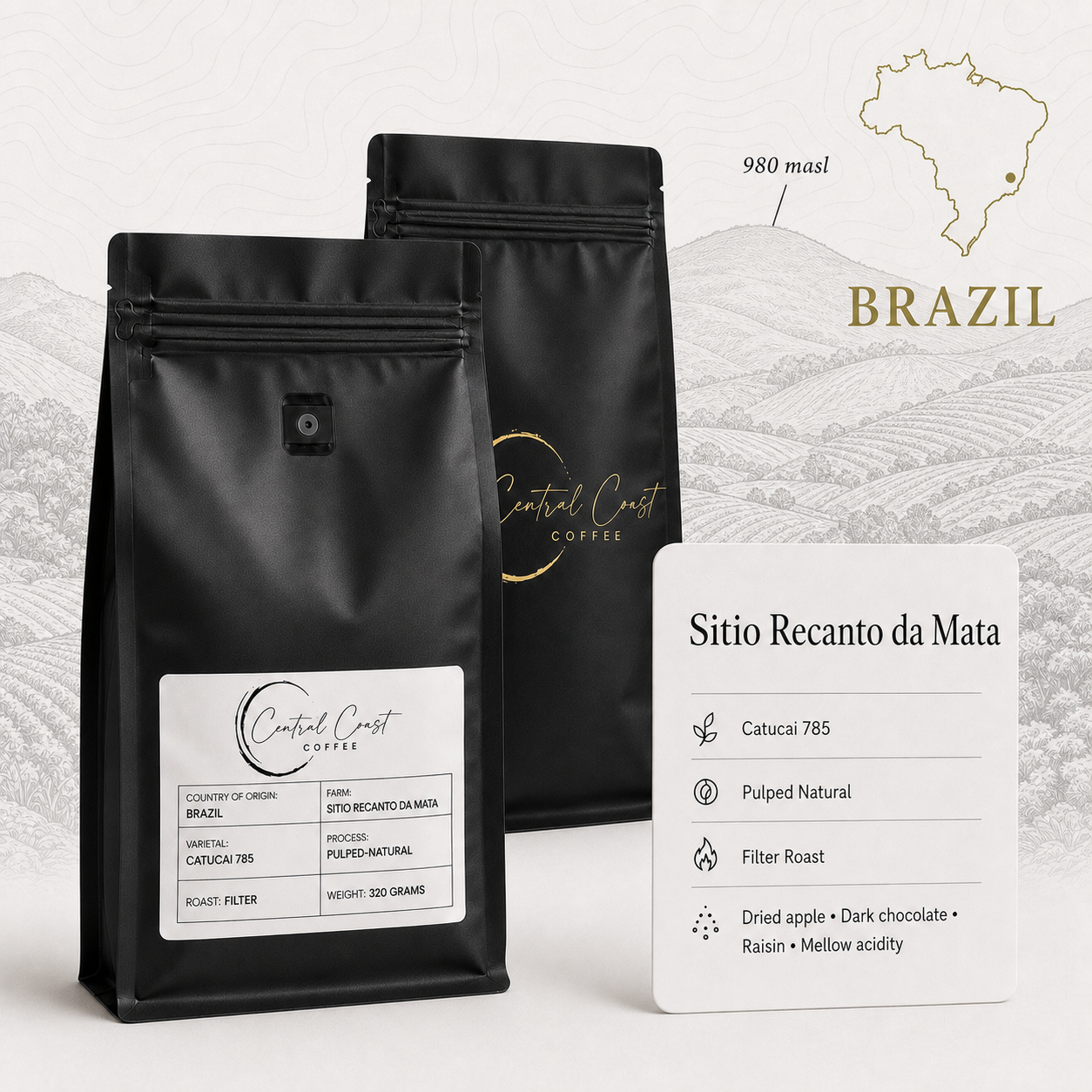 Brazil | Sitio Recanto da Mata | Catucai 785 Pulped Natural 320g bag