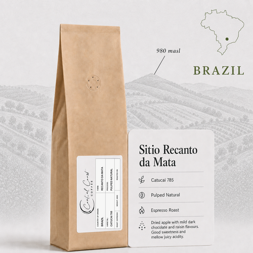 Central Coast Coffee Brazil Recanto da Mata Catucai Pulped Natural espresso coffee beans 400g bag