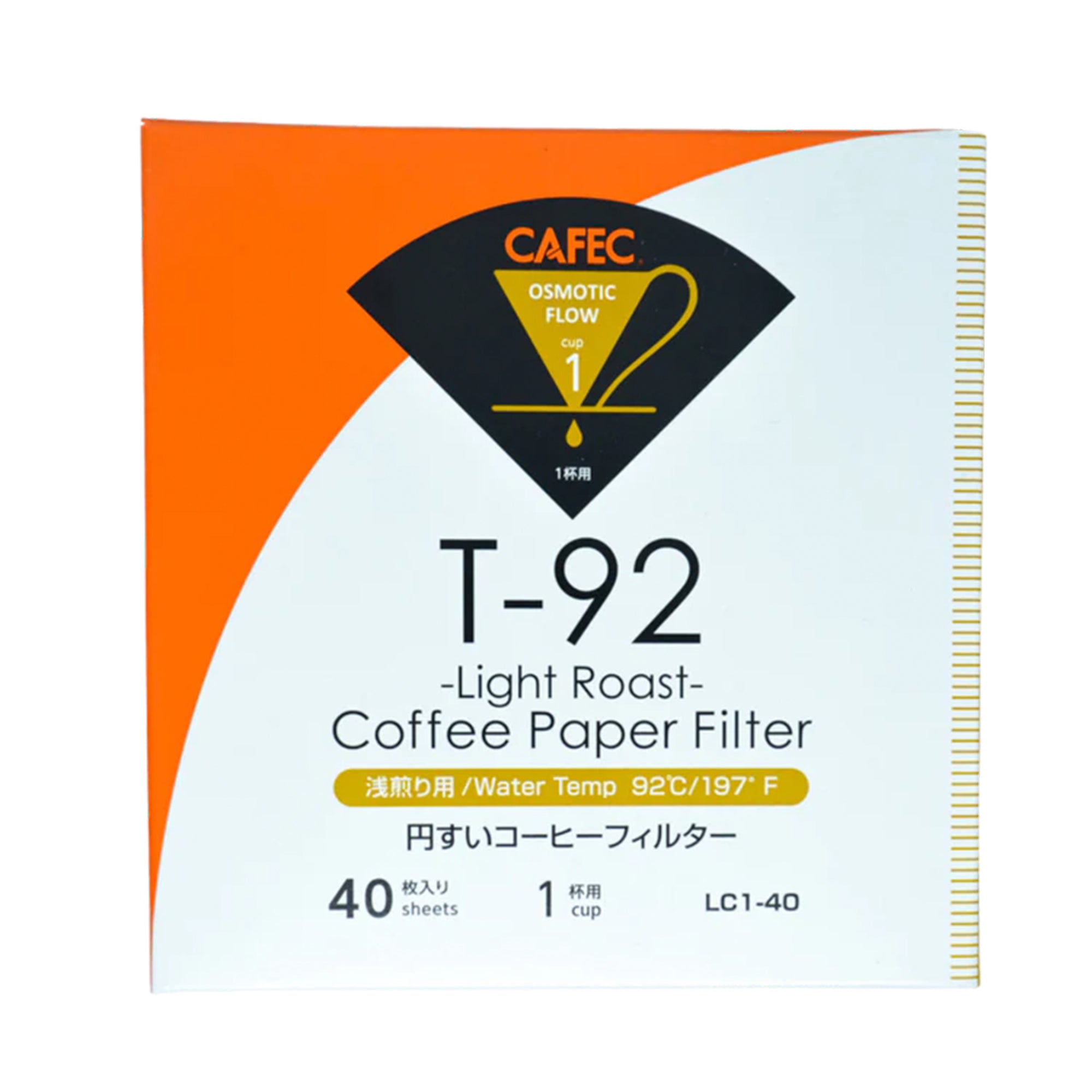 1 Cup Cafec T-92 Light Roast Filter Paper 40 pack
