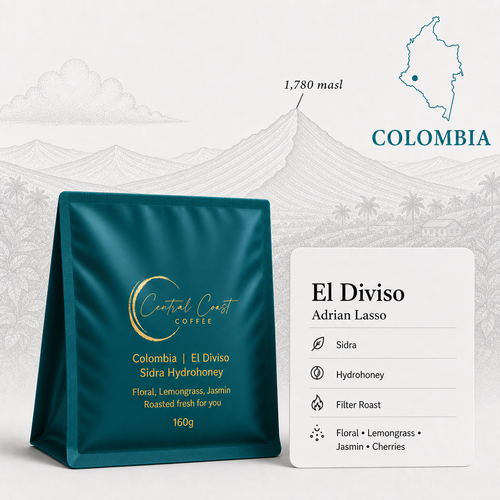 Colombia | El Diviso | Adrian Lasso | Sidra Bourbon (Hydrohoney Duo Cherry Velvet) | Signature Series 160g bag