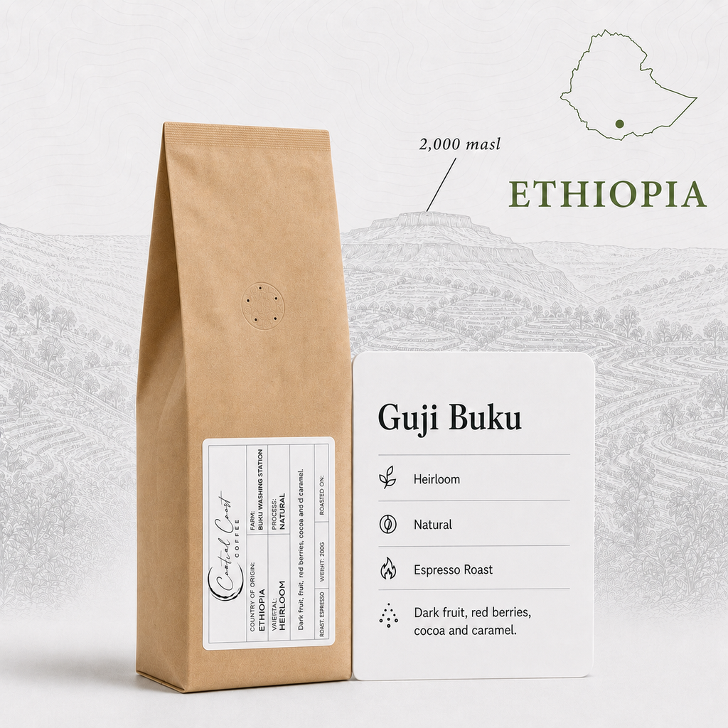 Central Coast Coffee Ethiopia Guji Buku Heirloom Natural espresso coffee beans 200g bag