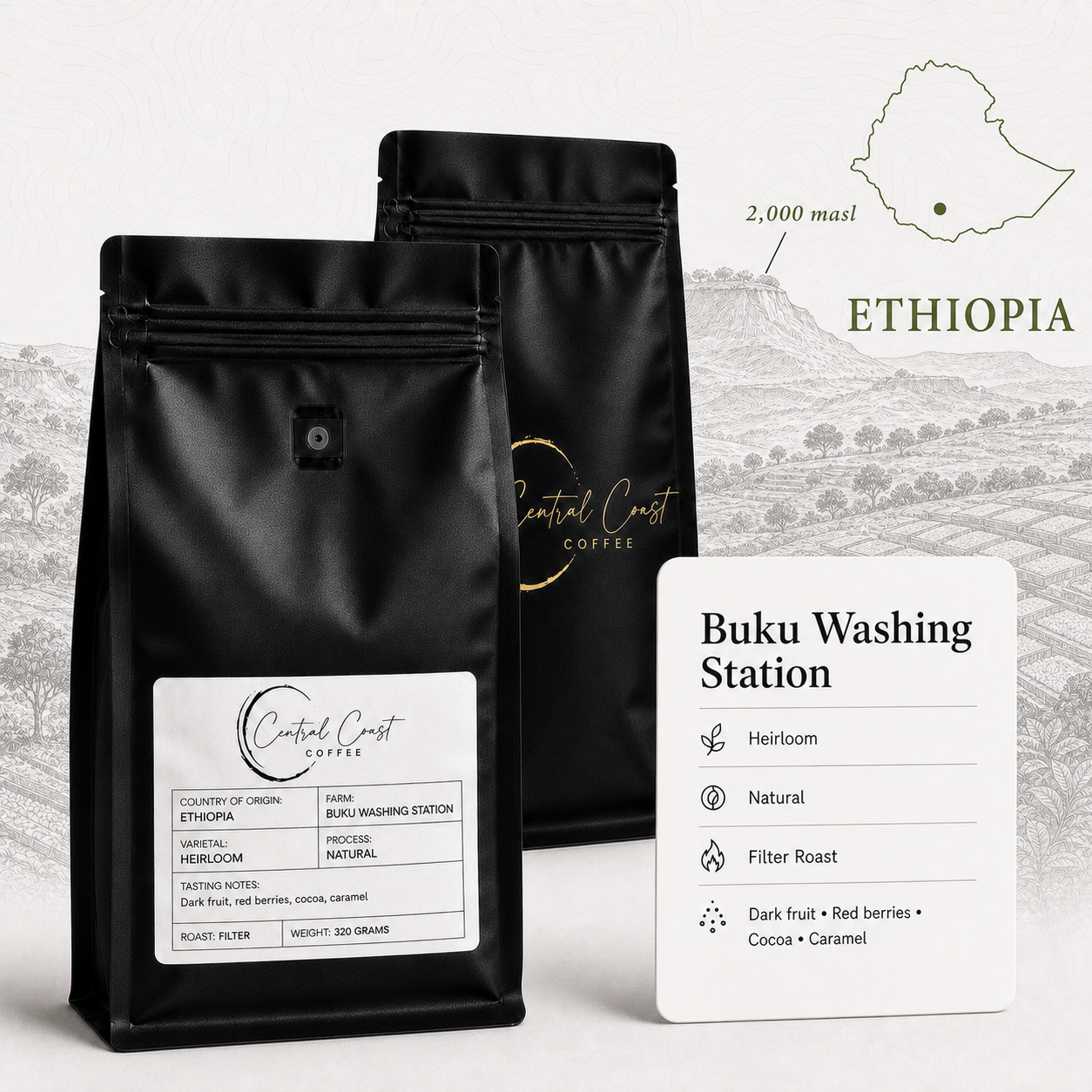 Ethiopia | Guji Buku | Heirloom Natural Grade 1 320g bag