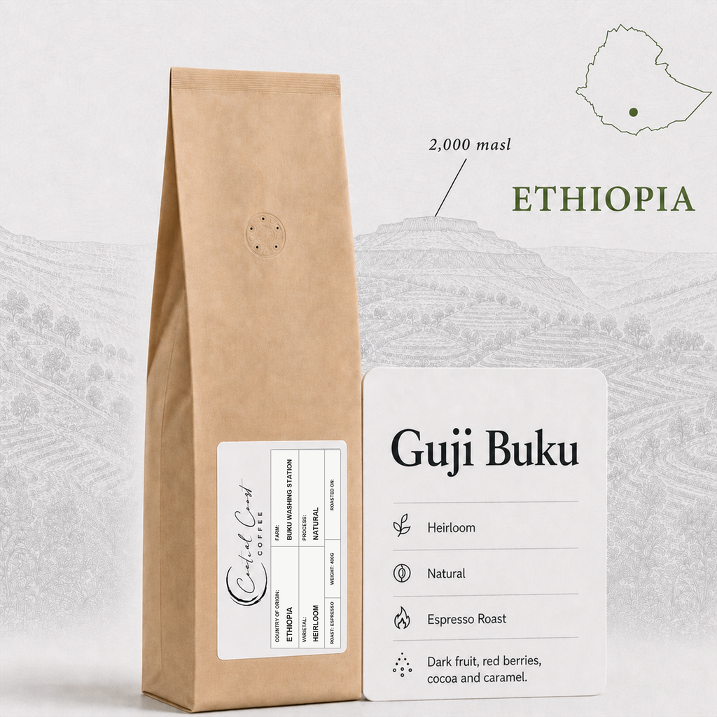 Central Coast Coffee Ethiopia Guji Buku Heirloom Natural espresso coffee beans 400g bag