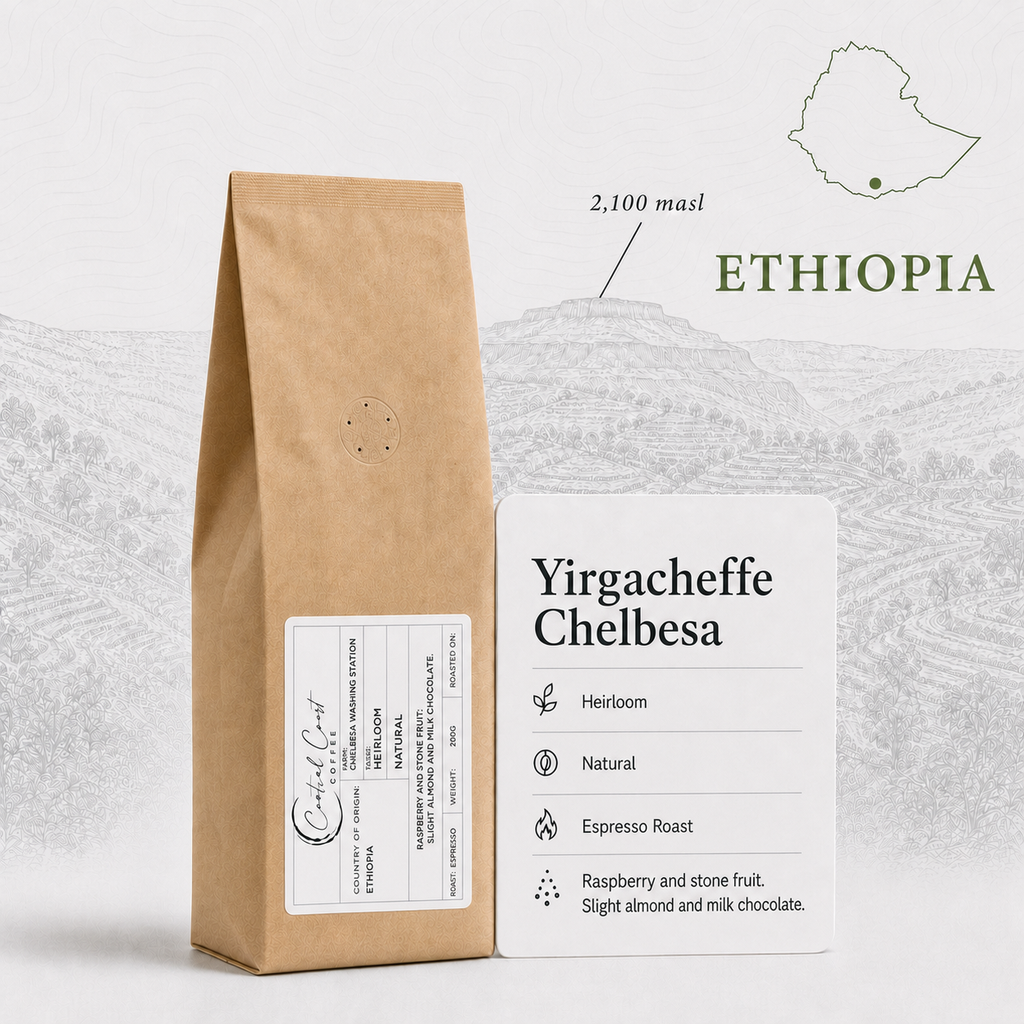Central Coast Coffee Ethiopia Yirgacheffe Chelbesa Heirloom Natural espresso coffee beans 200g bag