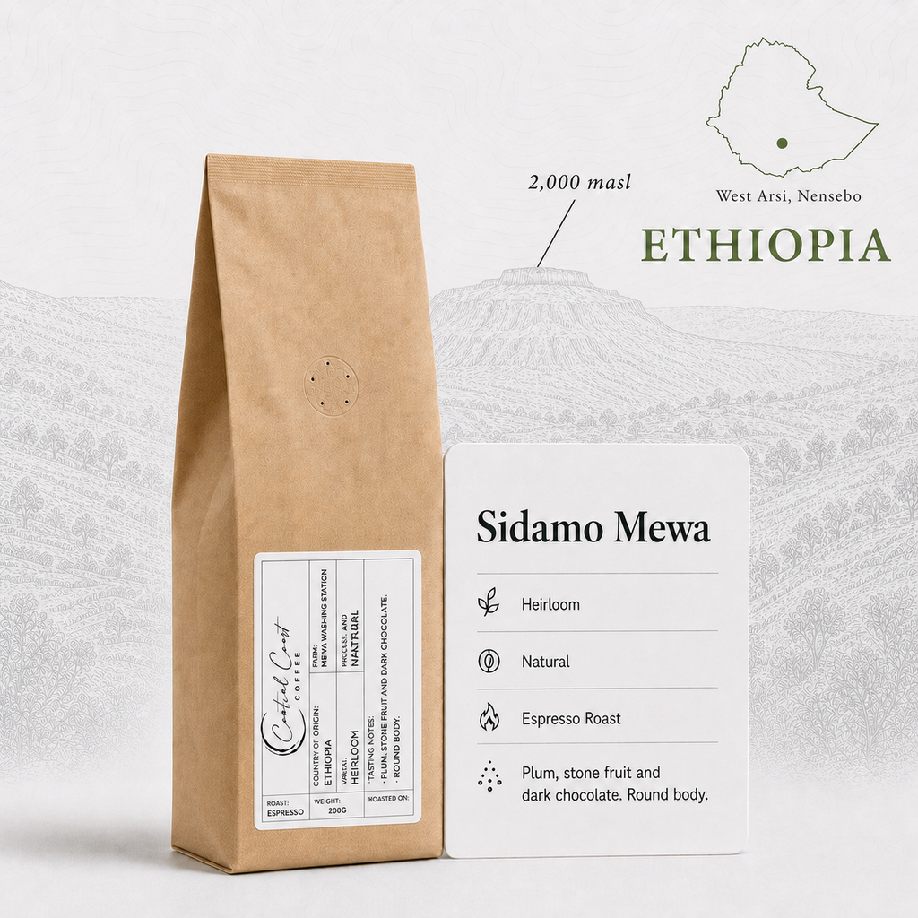 Central Coast Coffee Ethiopia Sidamo Mewa Heirloom Natural espresso coffee beans 200g bag