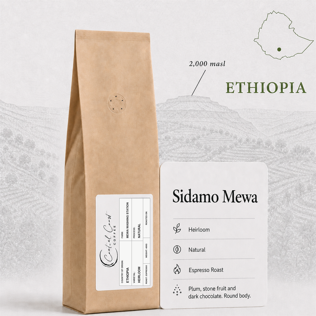 Central Coast Coffee Ethiopia Sidamo Mewa Heirloom Natural espresso coffee beans 400g bag