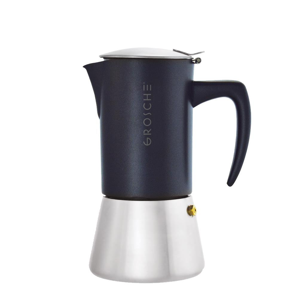 **EOFY SALE** Grosche Milano Stovetop Espresso Coffee Maker Black Stainless Steel 6/10 Cup
