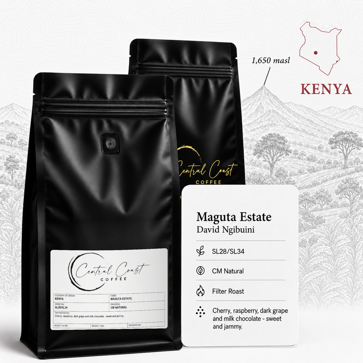 Kenya Maguta Estate CM Natural 160g filter roast bag