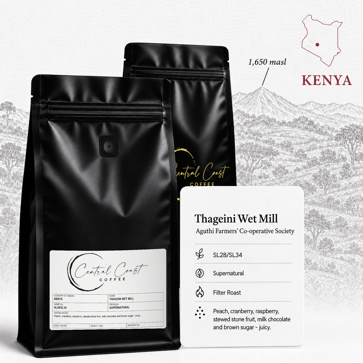 Kenya Thageini Supernatural 160g filter roast bag