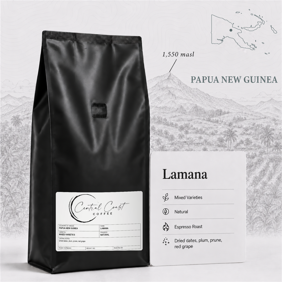 Papua New Guinea Lamana Natural 1kg espresso roast bag