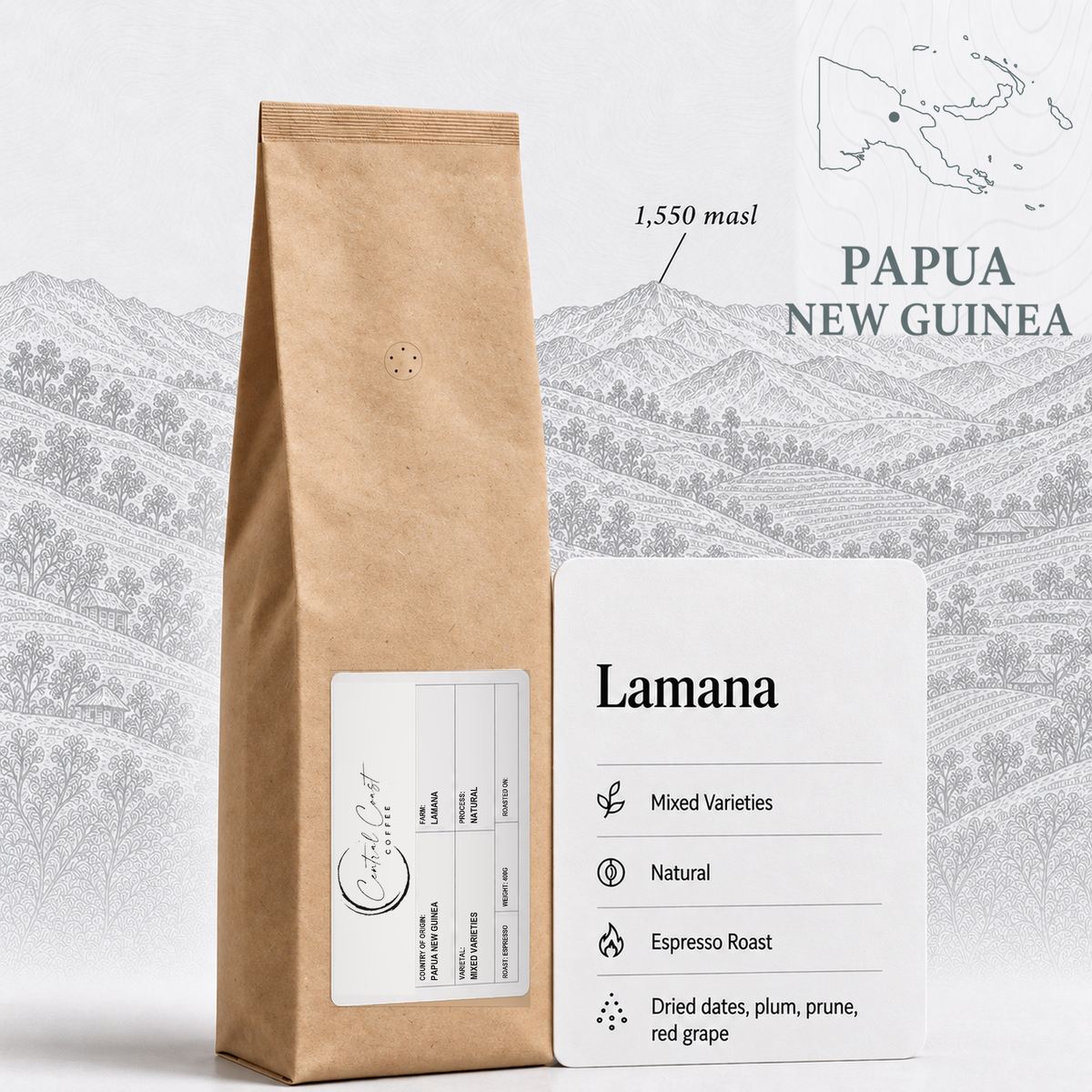 Papua New Guinea Lamana Natural 400g espresso roast bag