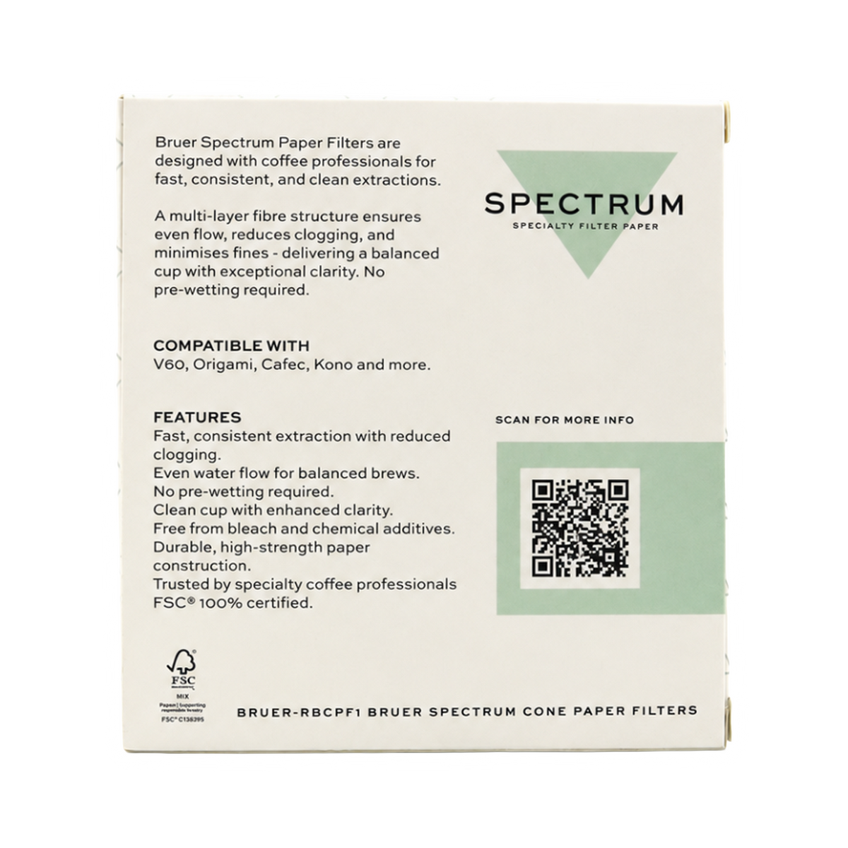 Bruer Spectrum Cone Paper Filter #1 - 100pk - product view 2