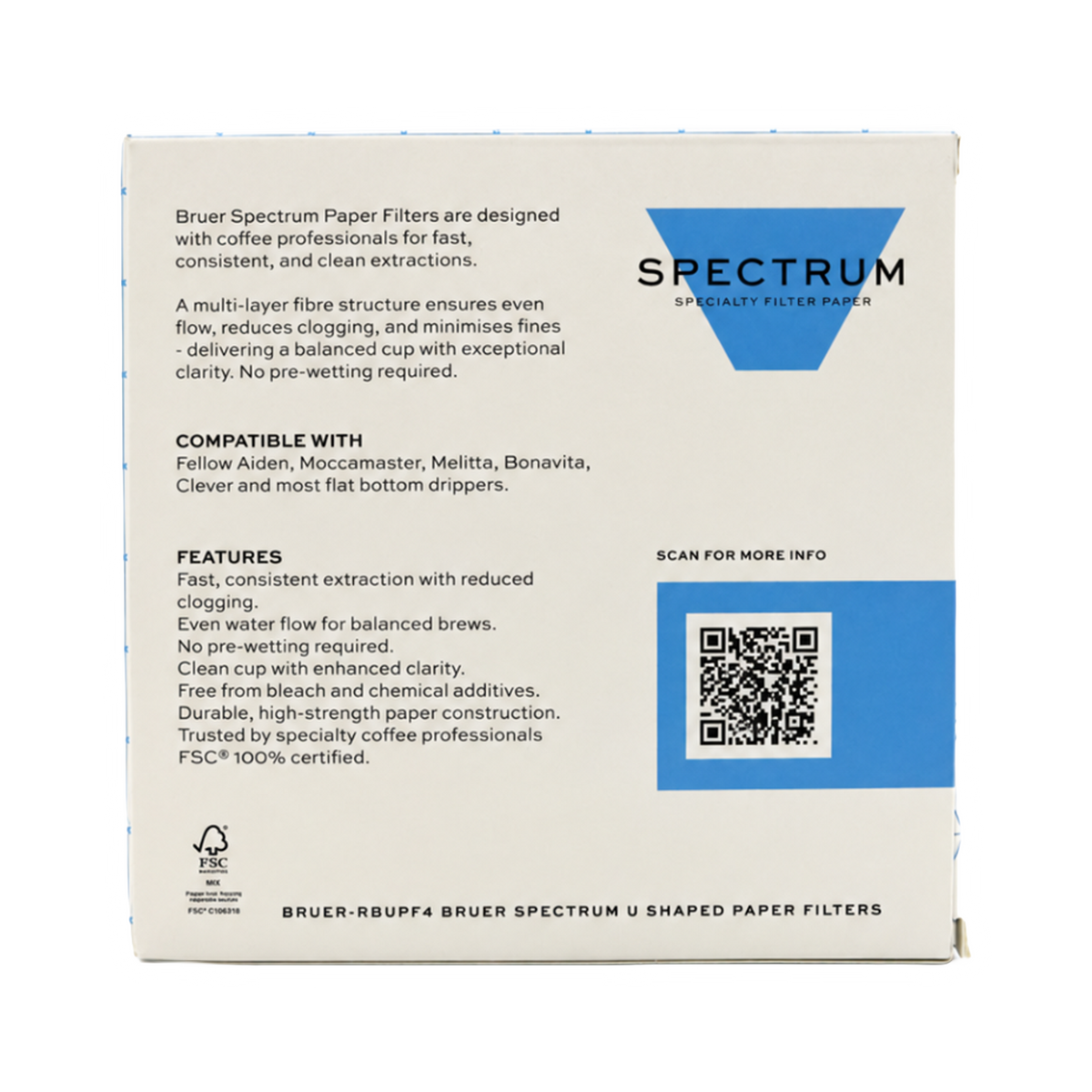 Bruer Spectrum U Shape Paper Filter #4 100pk Box - product view 2