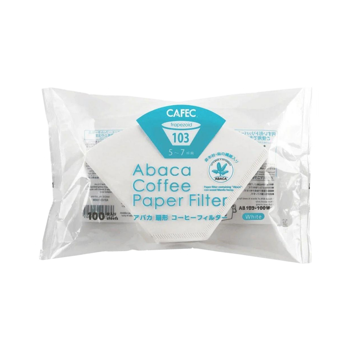 Cafec 5-7 Cup Abaca Trapezoid Filter Paper 100pk - product view 1
