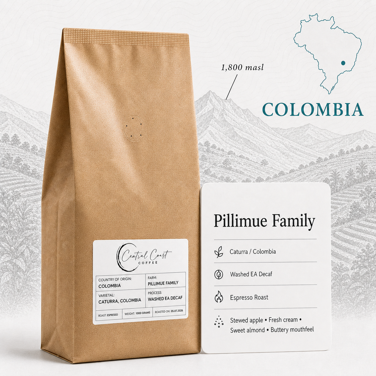 Colombia | Pillimue Family | Caturra / Colombia Washed EA Decaf 1kg bag