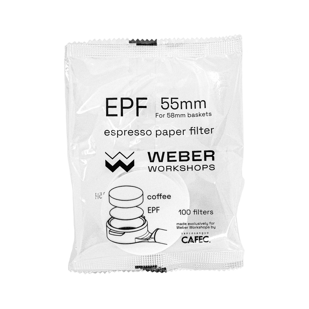 EPF 55mm Espresso Paper Filter by Weber Workshops (fits VST & most 58mm baskets) - product view 1