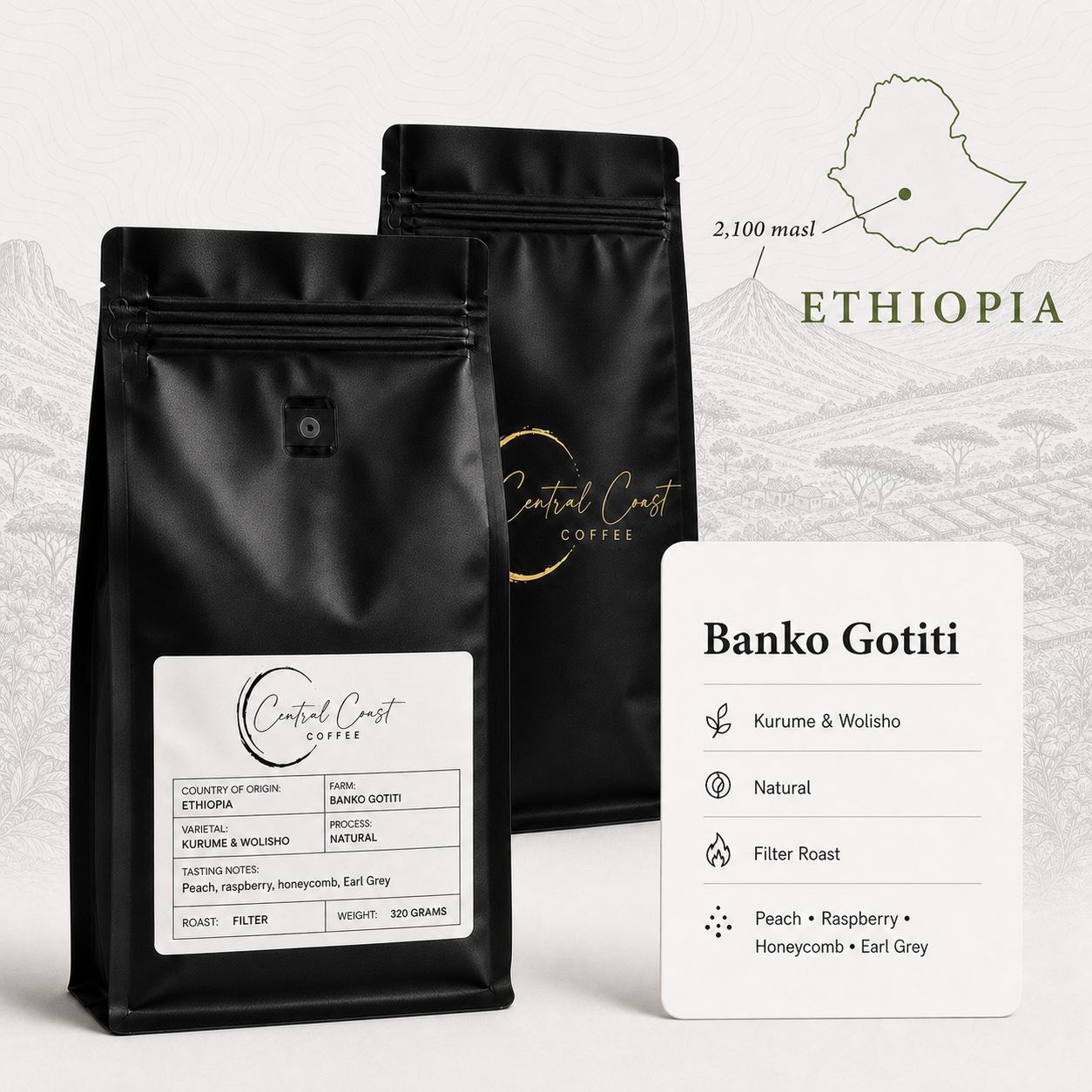 Ethiopia | Banko Gotiti | Kurume & Wolisho Natural 320g bag