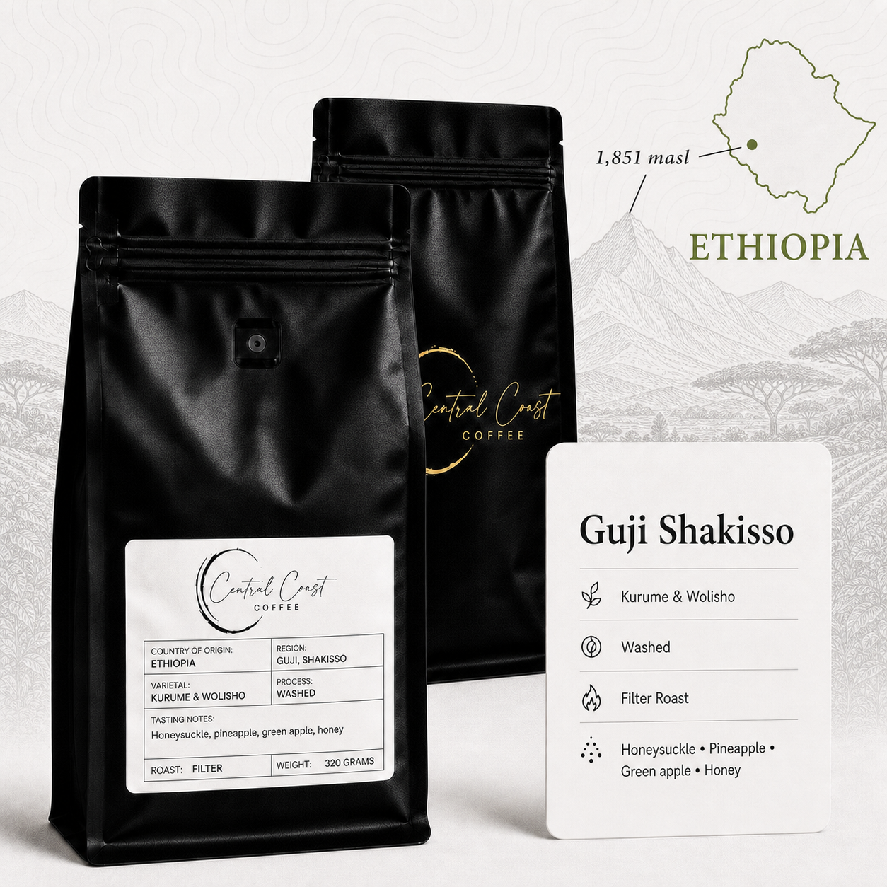 Ethiopia | Guji, Shakisso | Kurume & Wolisho Washed 320g bag