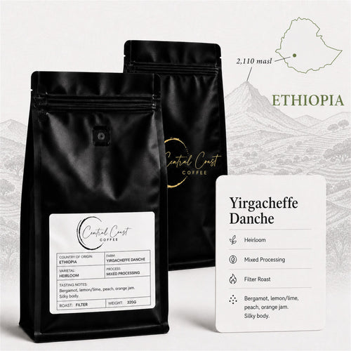Central Coast Coffee 320g bag of Ethiopia Yirgacheffe Danche heirloom hybrid washed Grade 1 coffee