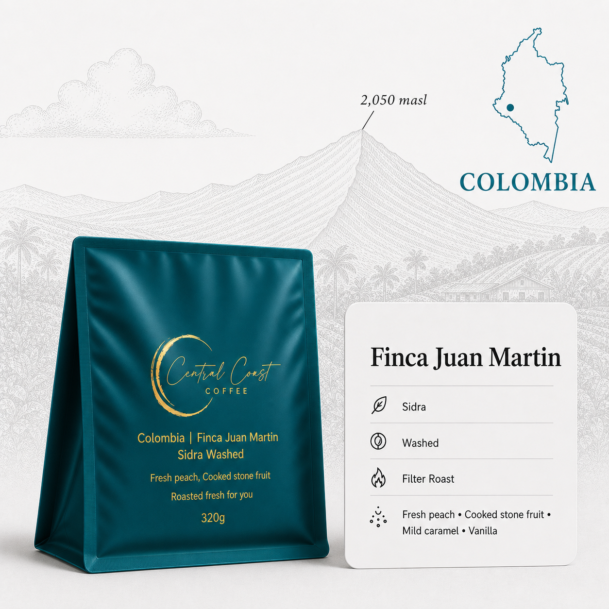 Colombia | Finca Juan Martin | Sidra Washed | Signature Series 320g bag