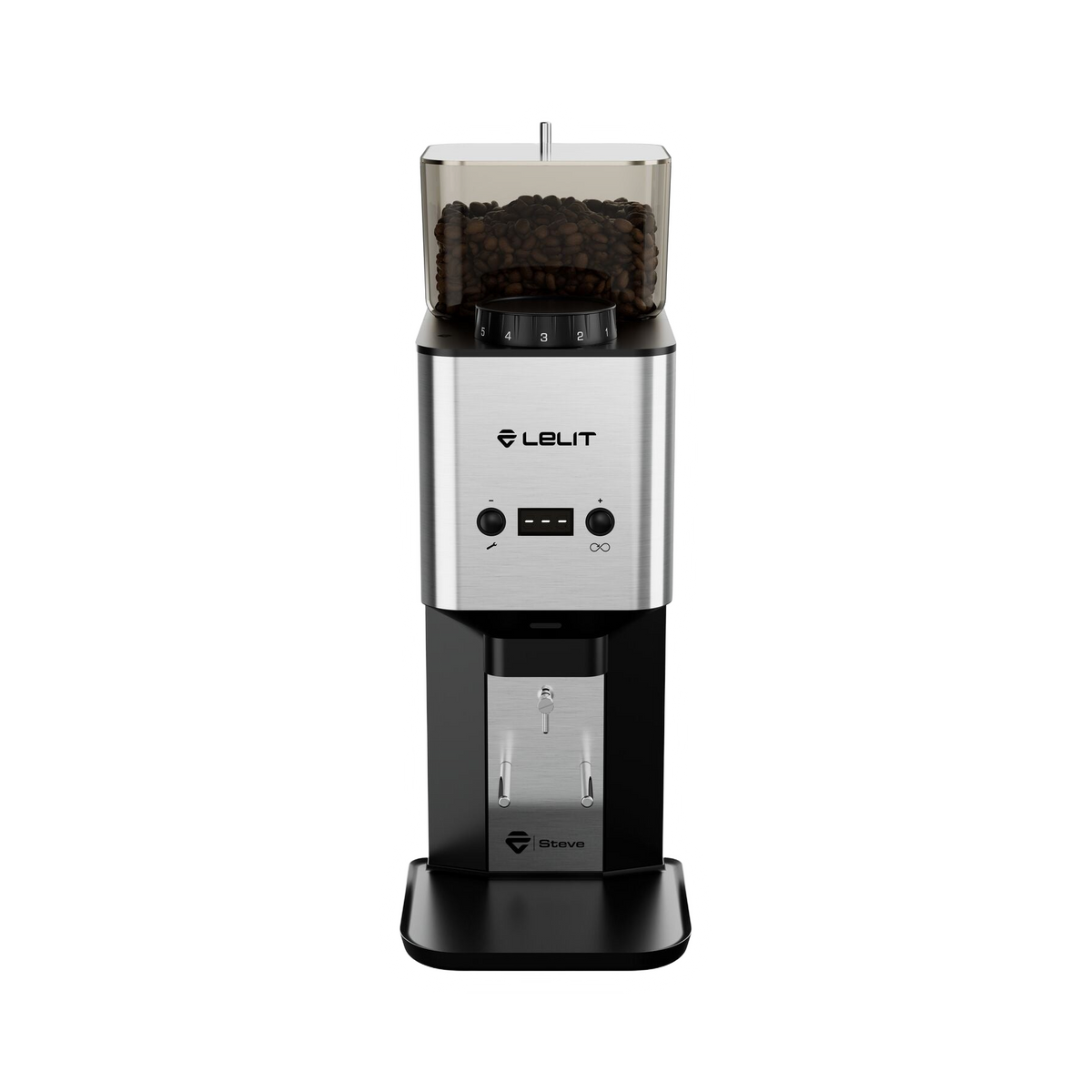 Lelit Steve Flat Burr Grinder, Brushed Steel - product view 1