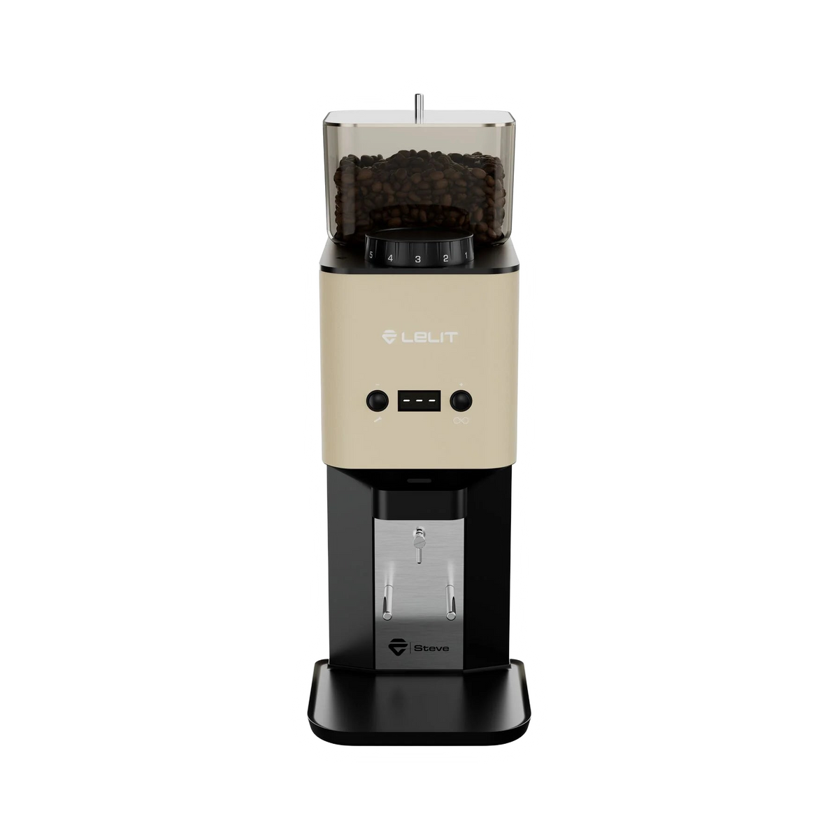 Lelit Steve Flat Burr Grinder, Brushed Steel - product view 3