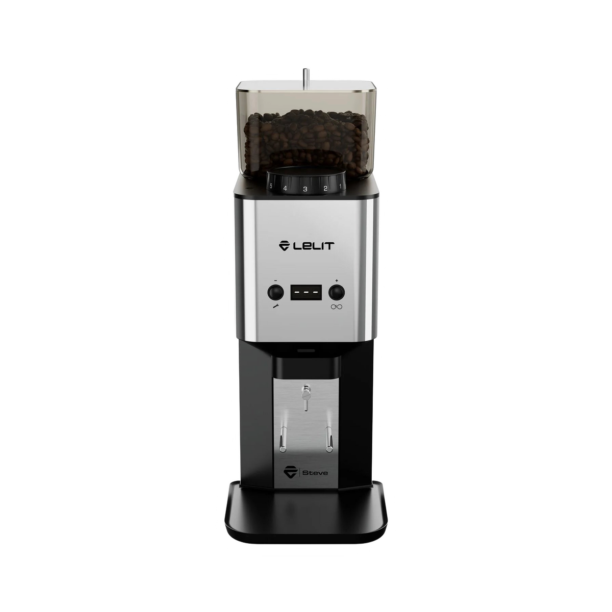 Lelit Steve Flat Burr Grinder, Brushed Steel - product view 4