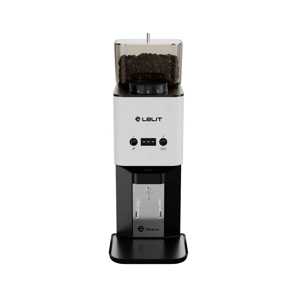 Lelit Steve Flat Burr Grinder, Brushed Steel - product view 5