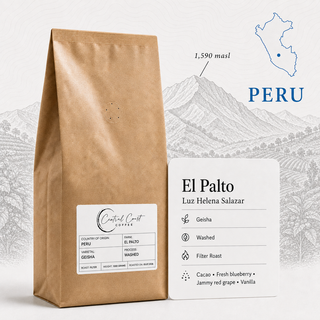 Peru | Finca El Palto | David Ojeda | Gesha Washed | Signature Series 1kg bag