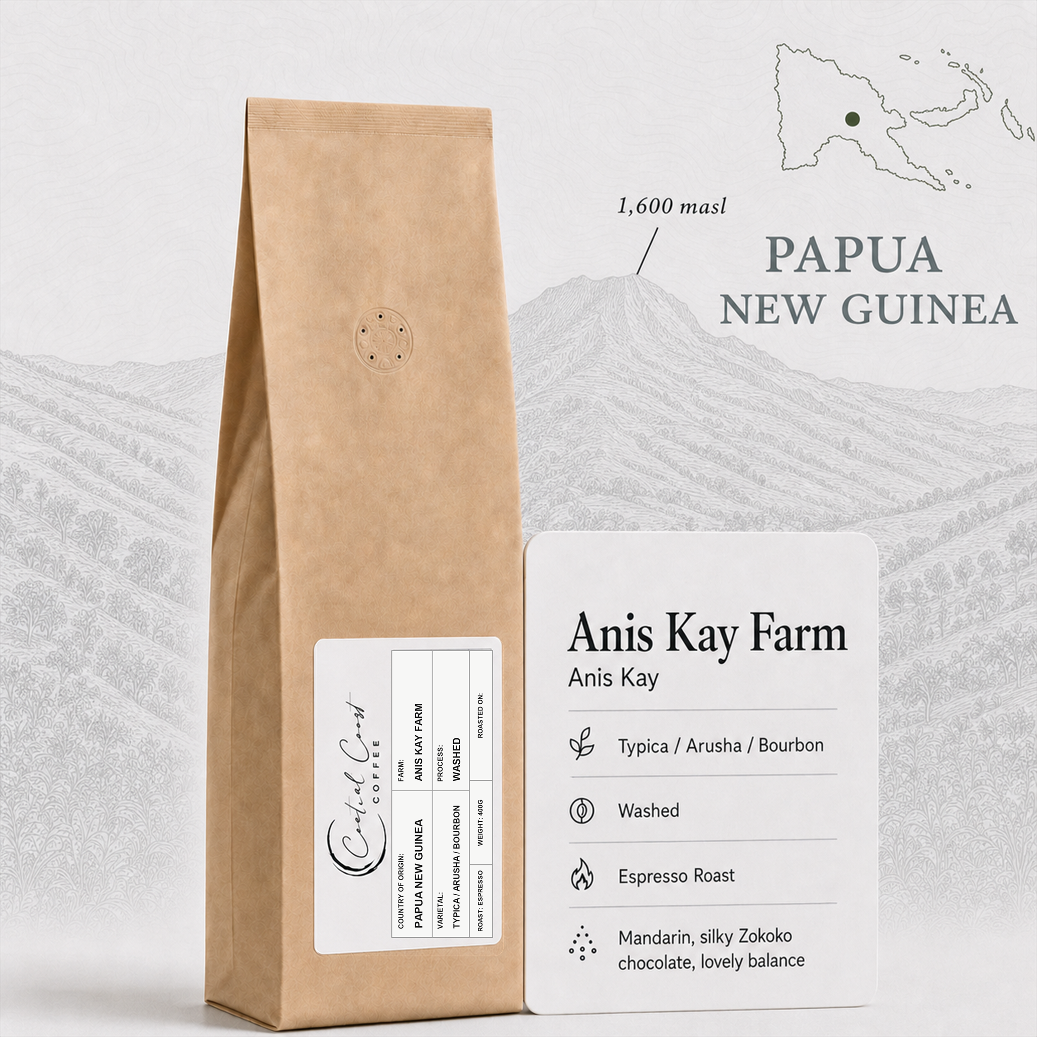 Papua New Guinea | Kay Farm | Typica/Arusha/Bourbon Washed 400g bag