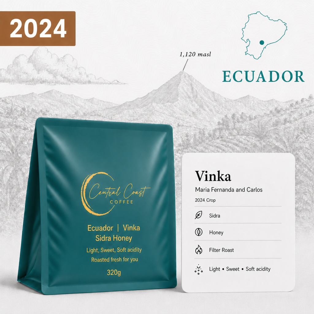 Central Coast Coffee Ecuador Vinka Farm Sidra Honey coffee beans 320g bag